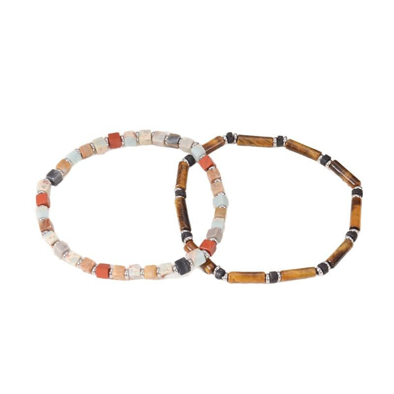Genuine Tiger's Eye & Natural Stone Bracelet - Men's Healing Gemstone Bead Bracelet - Spiritual Protection Jewelry aurimala