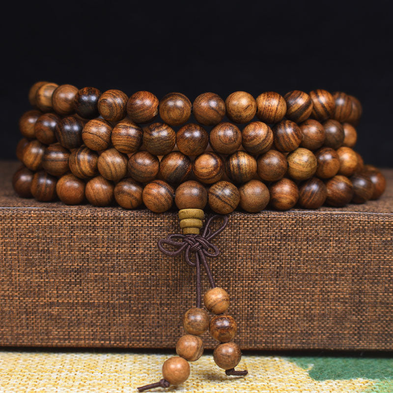 108 Black Rosewood Mala Beads Bracelet – Natural Wooden Prayer Beads for Men & Women, Meditation & Yoga