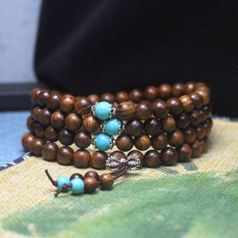 108 Black Rosewood Mala Beads Bracelet – Natural Wooden Prayer Beads for Men & Women, Meditation & Yoga