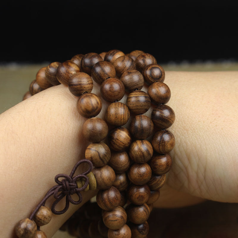 108 Black Rosewood Mala Beads Bracelet – Natural Wooden Prayer Beads for Men & Women, Meditation & Yoga