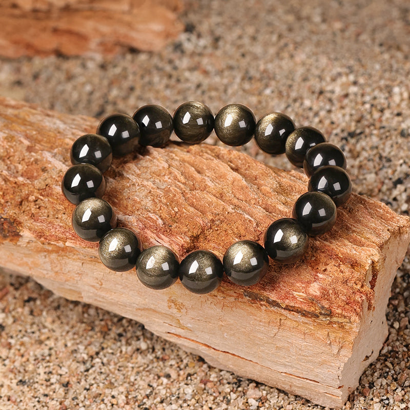 Black Obsidian & Golden Sheen Obsidian Bracelet – Natural Protection, Confidence & Grounding Energy (Unisex) - aurimala