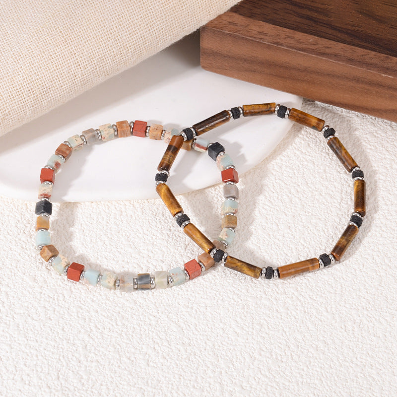 Genuine Tiger's Eye & Natural Stone Bracelet - Men's Healing Gemstone Bead Bracelet - Spiritual Protection Jewelry aurimala