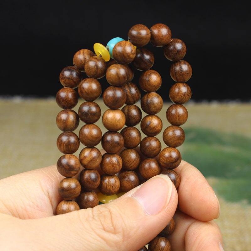 108 Black Rosewood Mala Beads Bracelet – Natural Wooden Prayer Beads for Men & Women, Meditation & Yoga