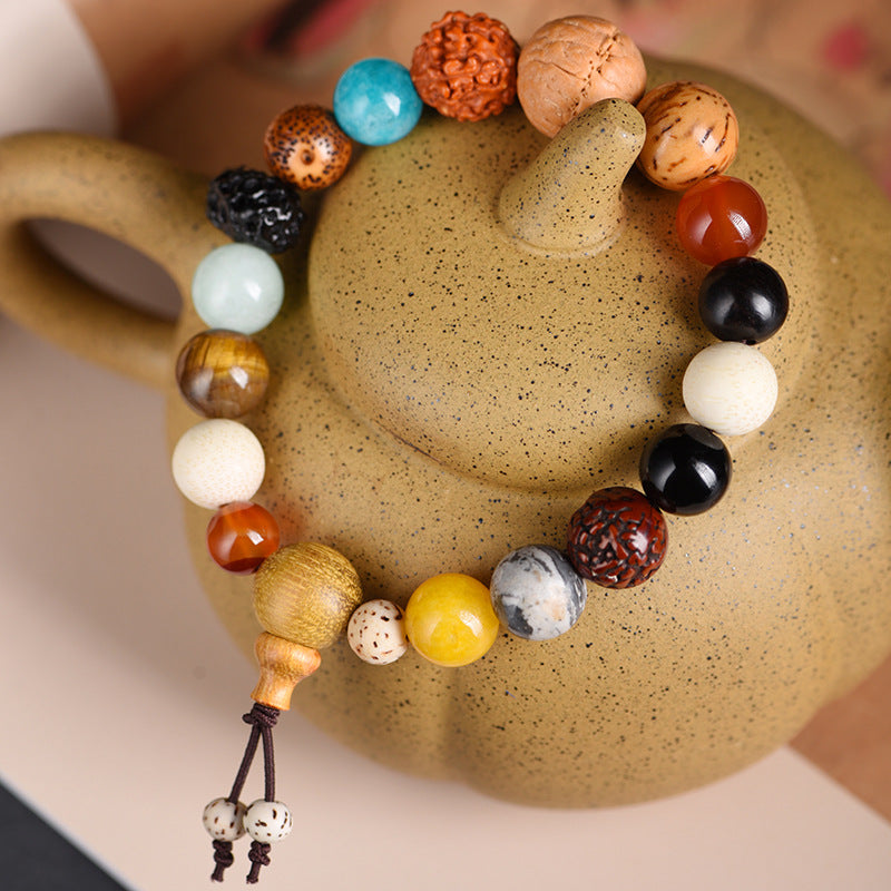 Sacred Harmony 18-Bead Bodhi Bracelet – Natural Multi-Bead Mala for Protection, Balance & Good Energy