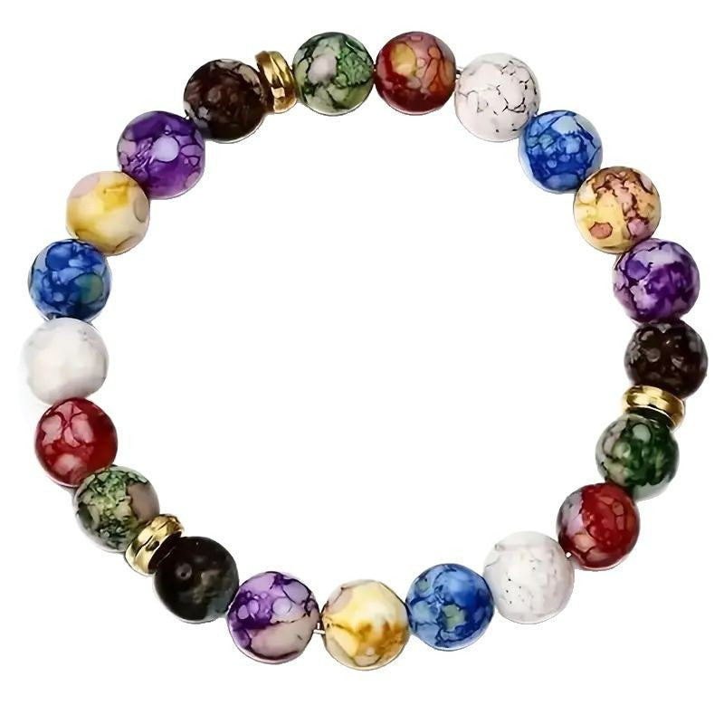 Rainbow Energy Bead Bracelet — Colorful Yoga Balance Stone Bracelet for Positive Vibes