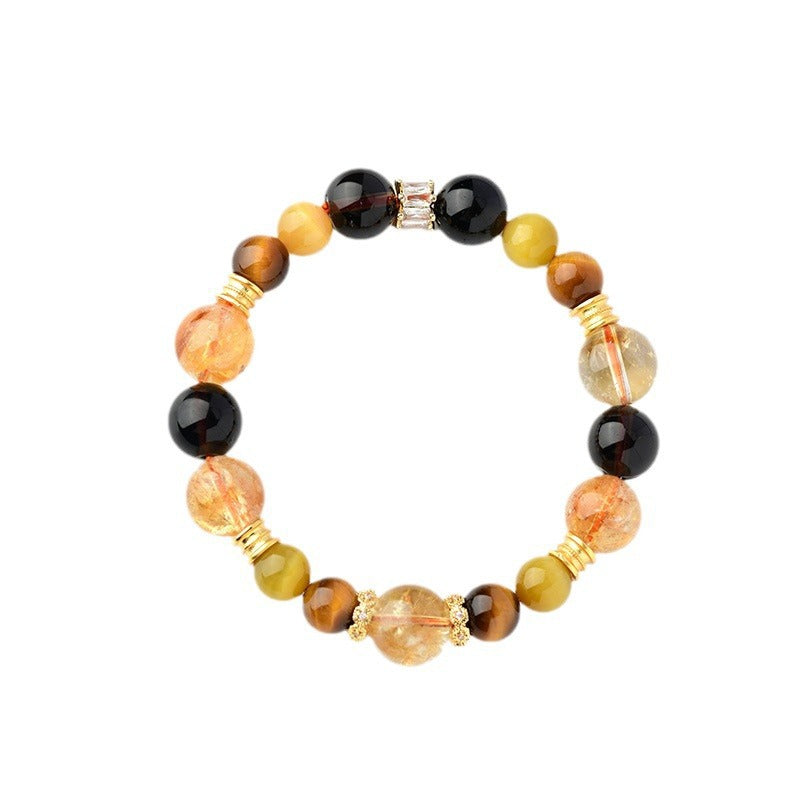 Golden Energy Wealth Bracelet – Natural Citrine, Golden Tiger Eye & Rutilated Quartz Beads for Men & Women