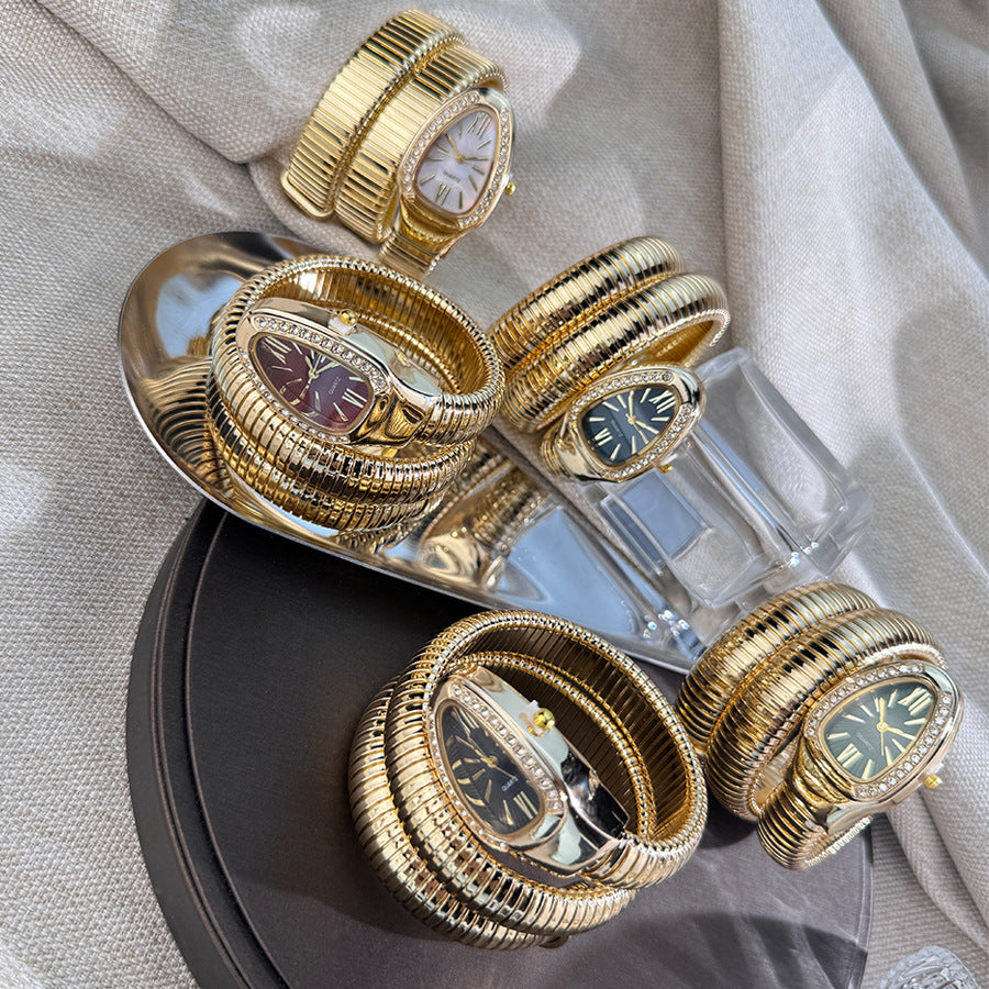 Snake Style Women’s Bangle Watch for Women – Fashion Jewelry Accessory, Trendy Quartz Bracelet Watch Gift, Ready Stock Ladies Watch USA Style aurimala