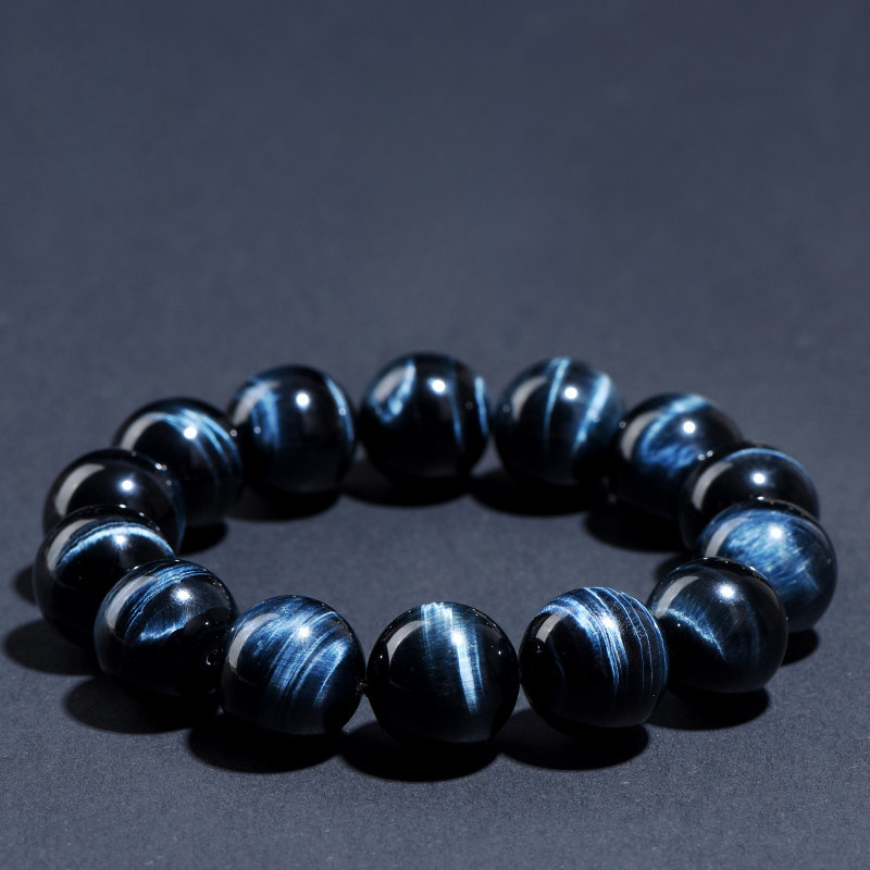 Natural Lightning Blue Tiger’s Eye Bracelet | Imperial Blue Tiger Eye Beads