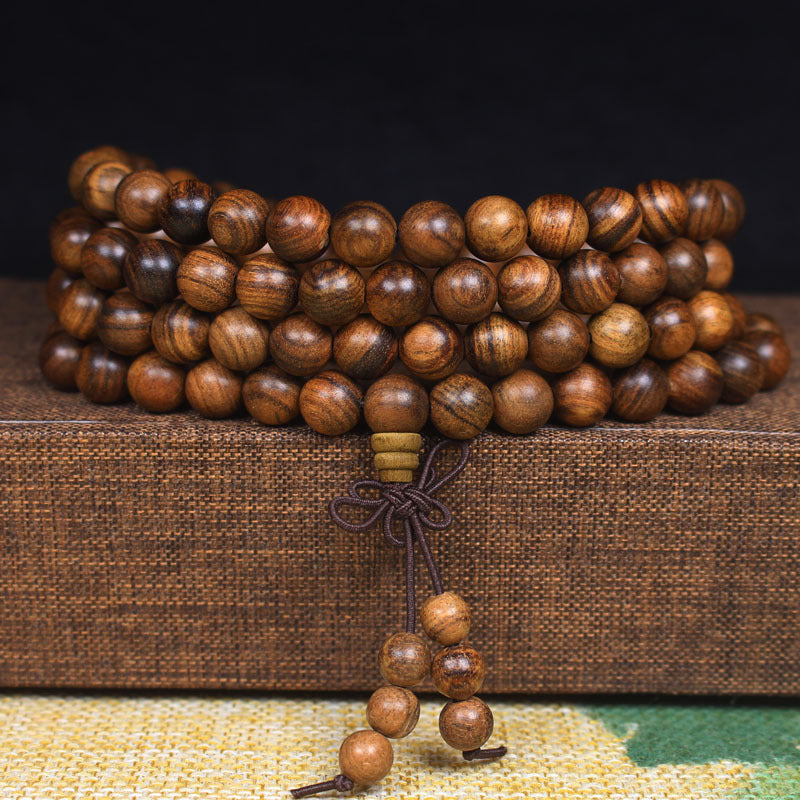 108 Black Rosewood Mala Beads Bracelet – Natural Wooden Prayer Beads for Men & Women, Meditation & Yoga