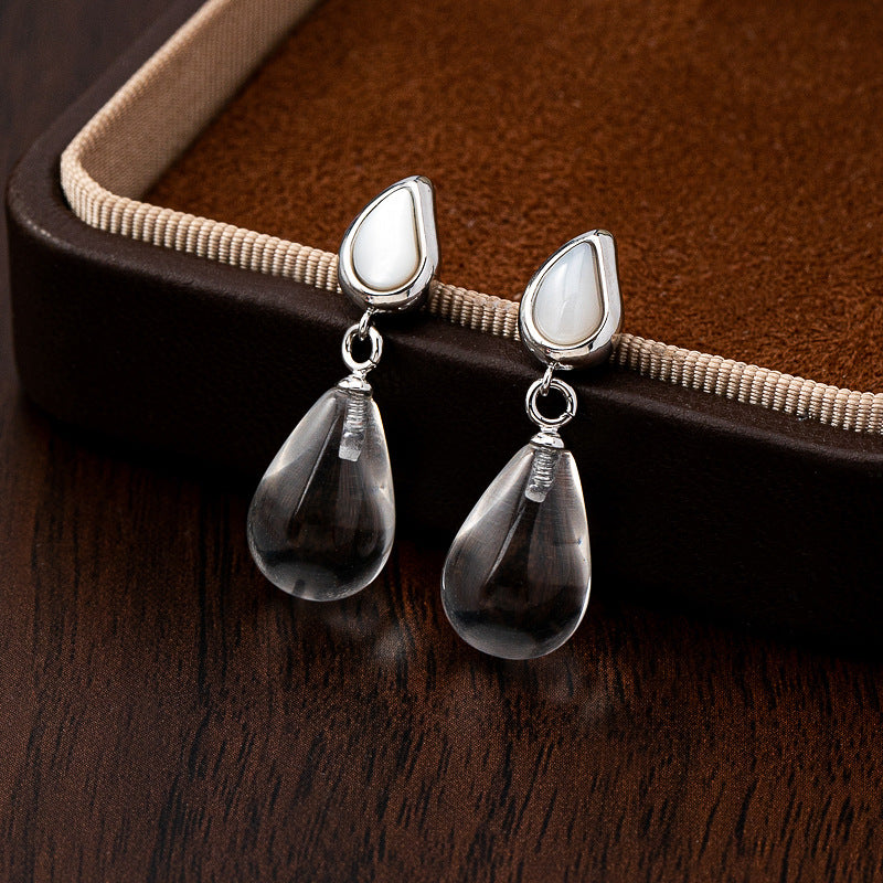 Minimalist Teardrop Tiger Eye Crystal Stud Earrings - Stylish and Versatile for Fall & Winter aurimala