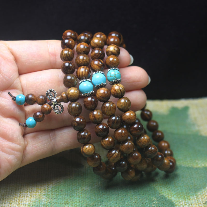 108 Black Rosewood Mala Beads Bracelet – Natural Wooden Prayer Beads for Men & Women, Meditation & Yoga