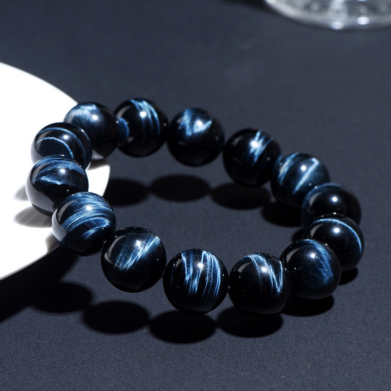 Natural Lightning Blue Tiger’s Eye Bracelet | Imperial Blue Tiger Eye Beads