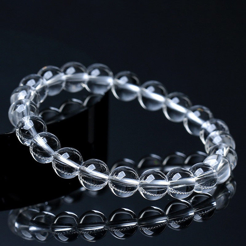 Natural Clear Quartz Energy Bracelet – White Crystal Beaded Healing Jewelry - aurimala