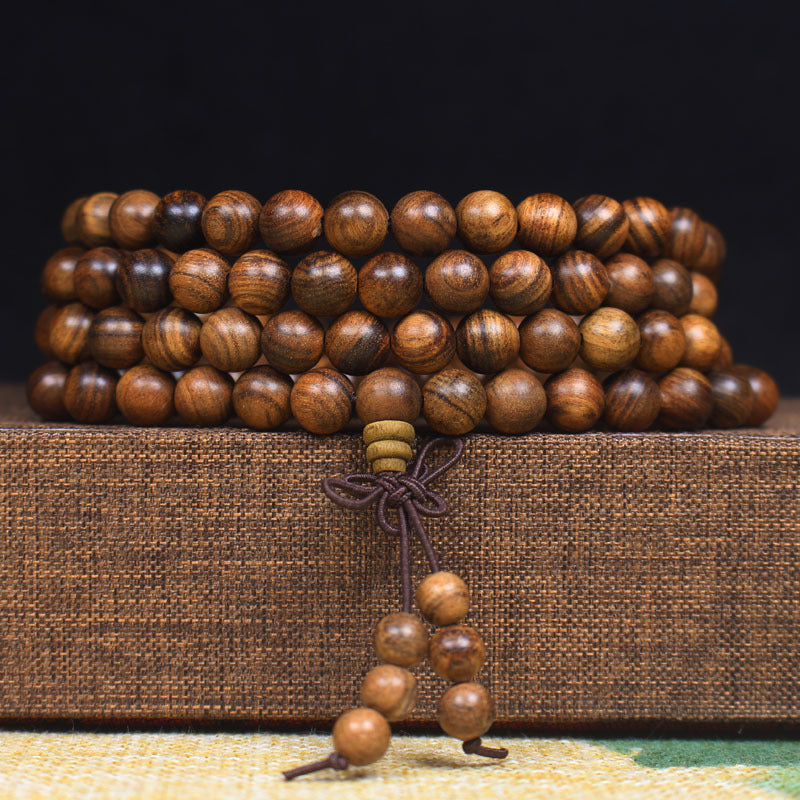 108 Black Rosewood Mala Beads Bracelet – Natural Wooden Prayer Beads for Men & Women, Meditation & Yoga