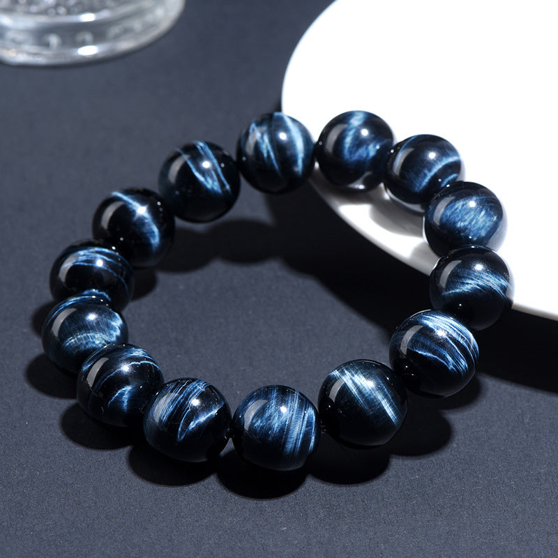 Natural Lightning Blue Tiger’s Eye Bracelet | Imperial Blue Tiger Eye Beads