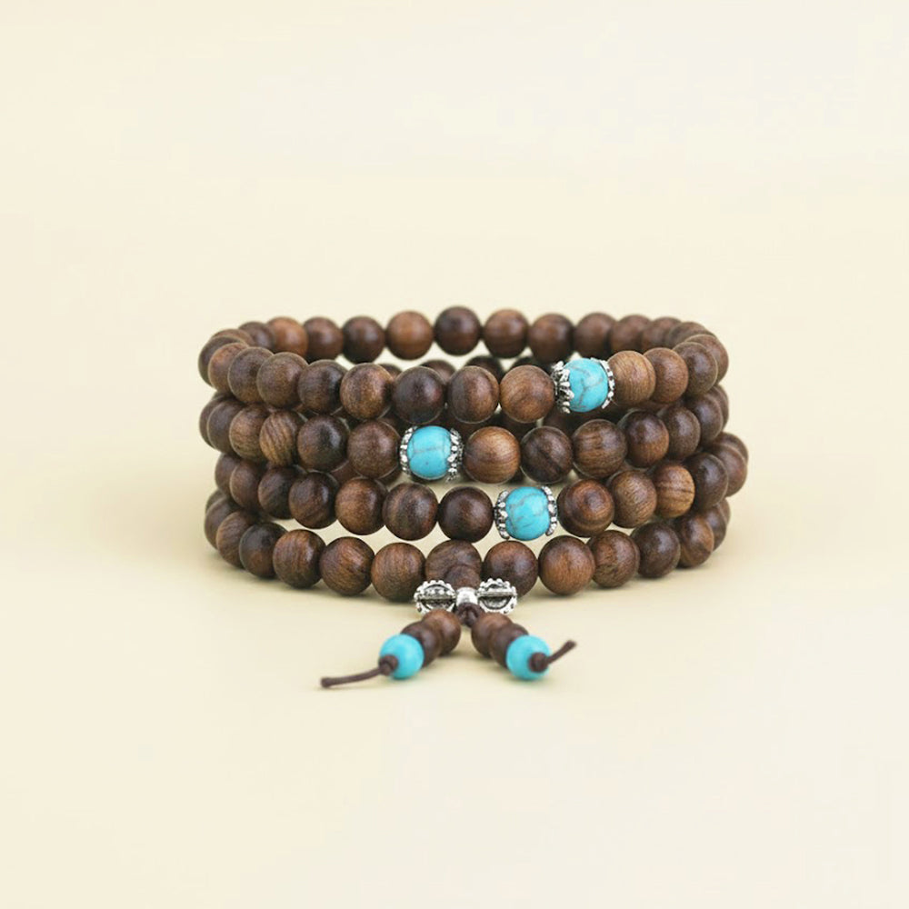 108 Black Rosewood Mala Beads Bracelet – Natural Wooden Prayer Beads for Men & Women, Meditation & Yoga