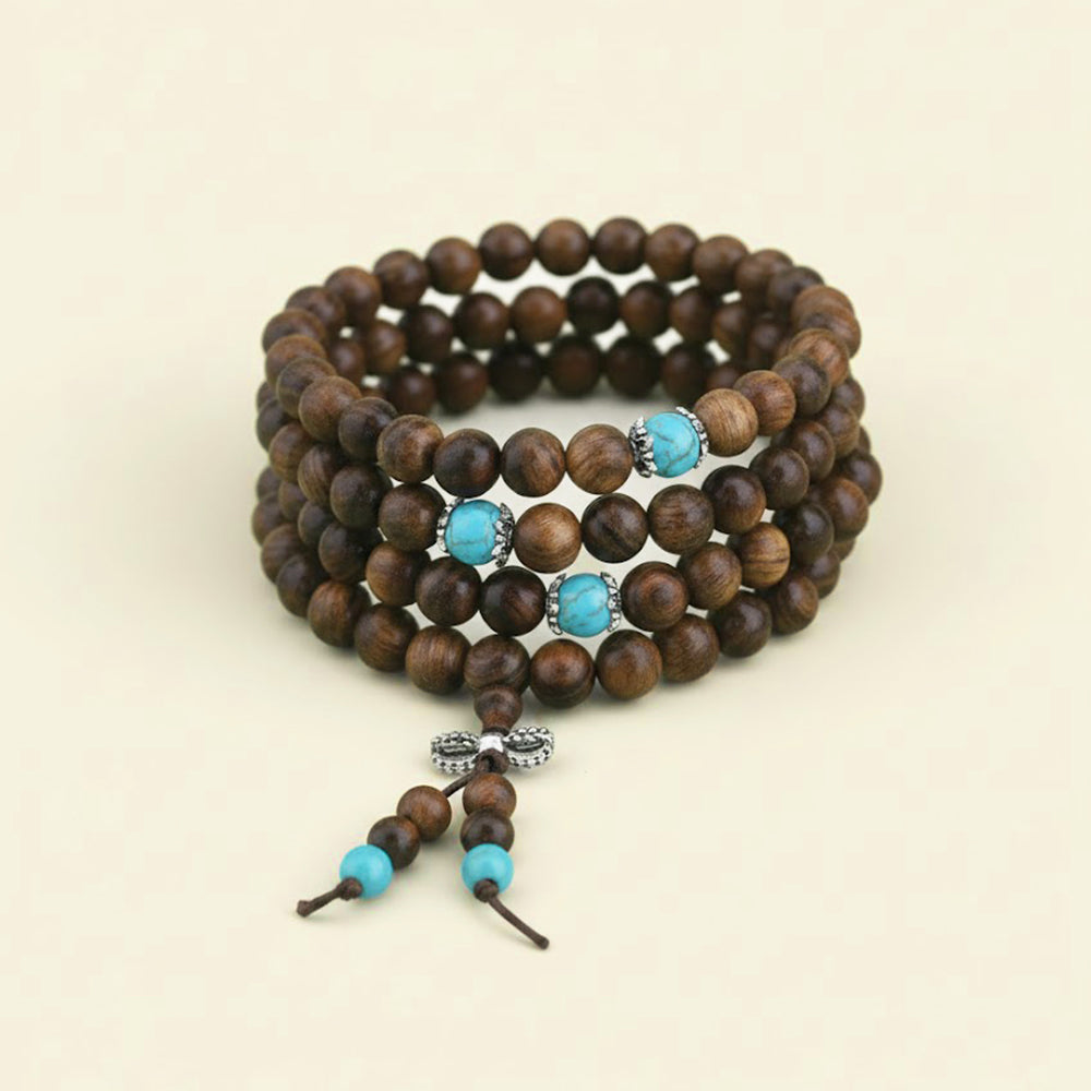 108 Black Rosewood Mala Beads Bracelet – Natural Wooden Prayer Beads for Men & Women, Meditation & Yoga