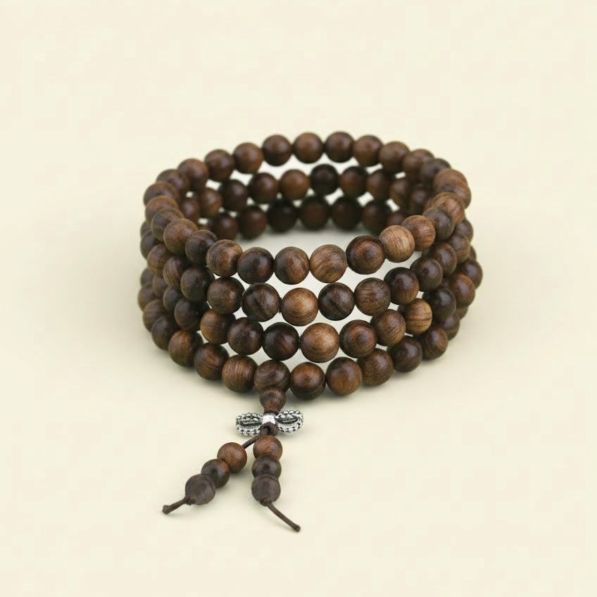 108 Black Rosewood Mala Beads Bracelet – Natural Wooden Prayer Beads for Men & Women, Meditation & Yoga