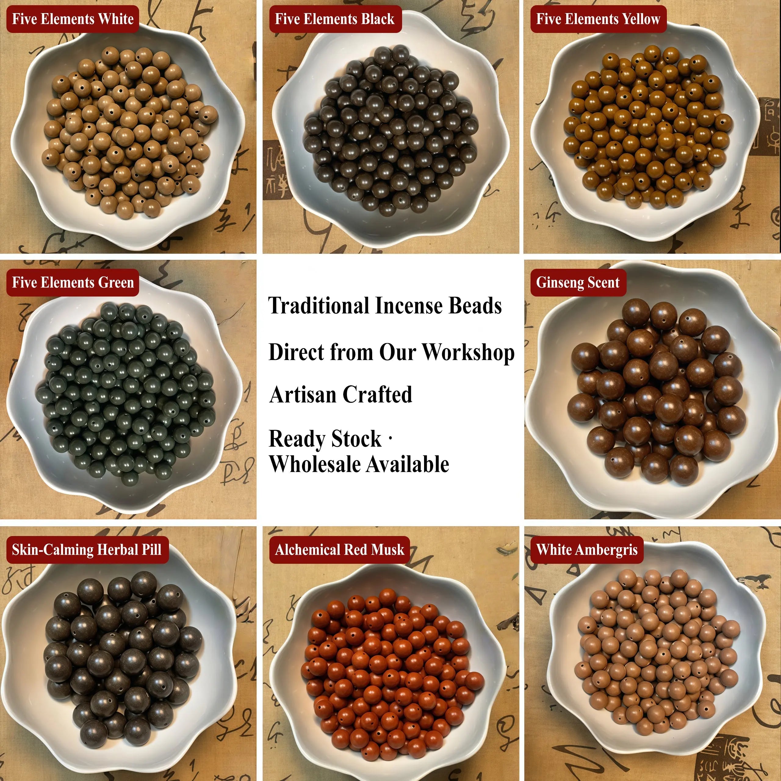 Five Elements handcrafted  Incense Bracelet: Natural Herbal Aromatherapy Jewelry aurimala