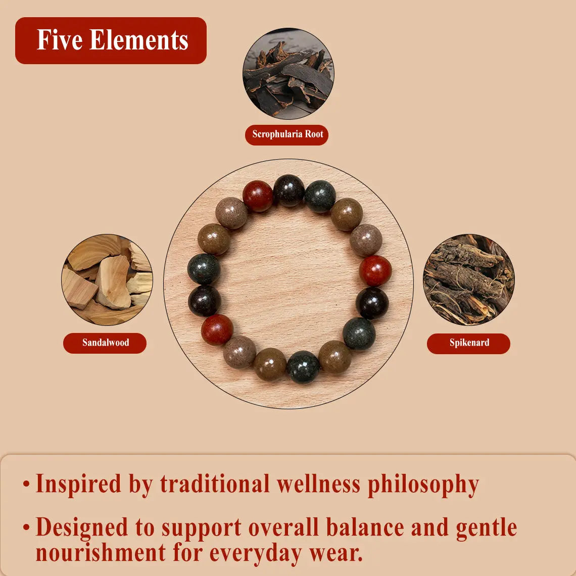 Five Elements handcrafted  Incense Bracelet: Natural Herbal Aromatherapy Jewelry aurimala
