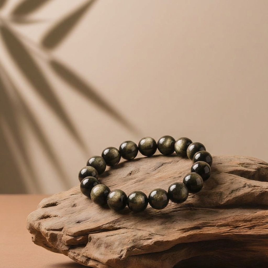Black Obsidian & Golden Sheen Obsidian Bracelet – Natural Protection, Confidence & Grounding Energy (Unisex) - aurimala1