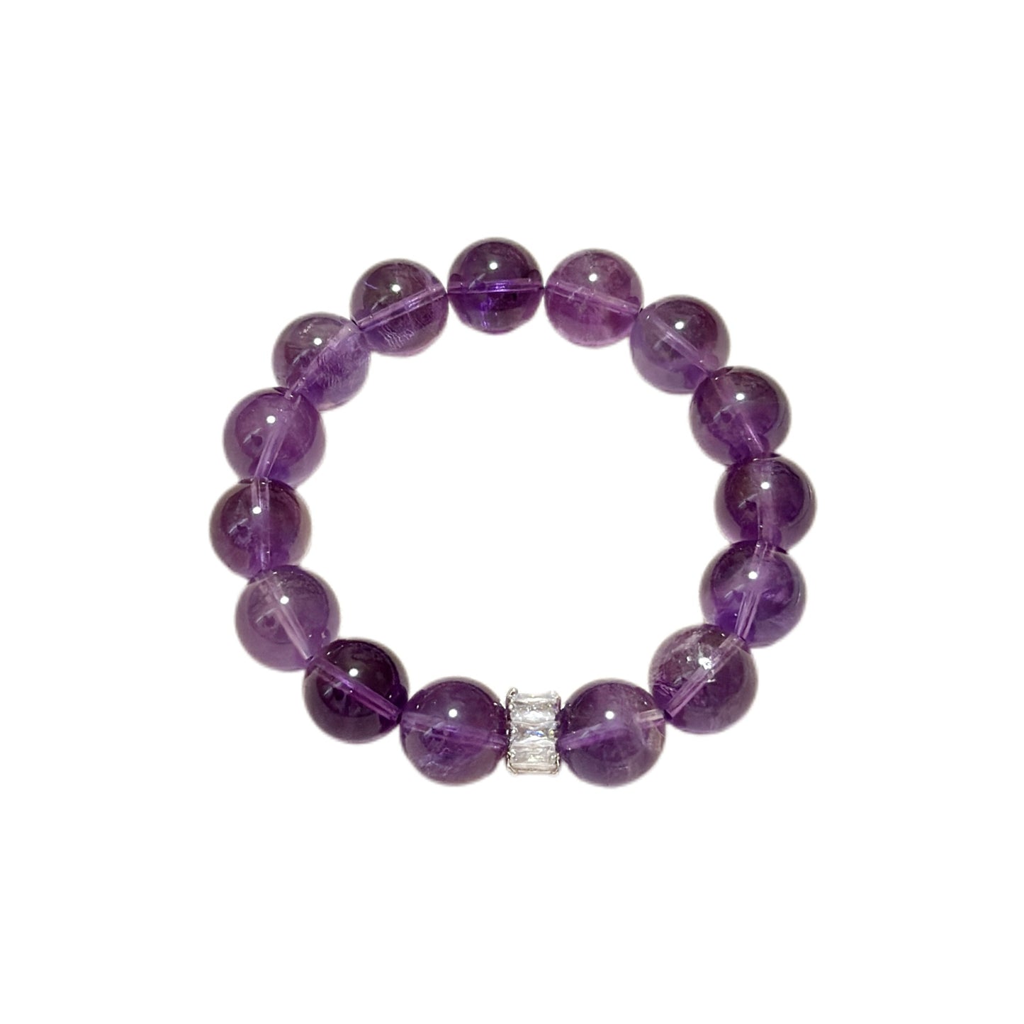 Natural Amethyst Bead Bracelet  White Background Image