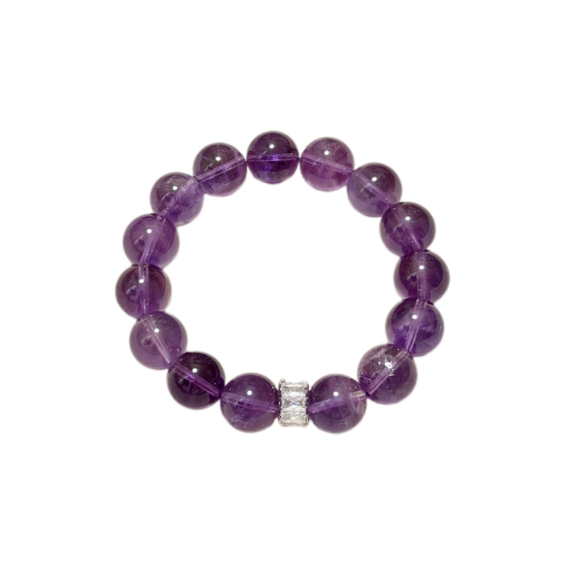 Natural Amethyst Bead Bracelet  White Background Image