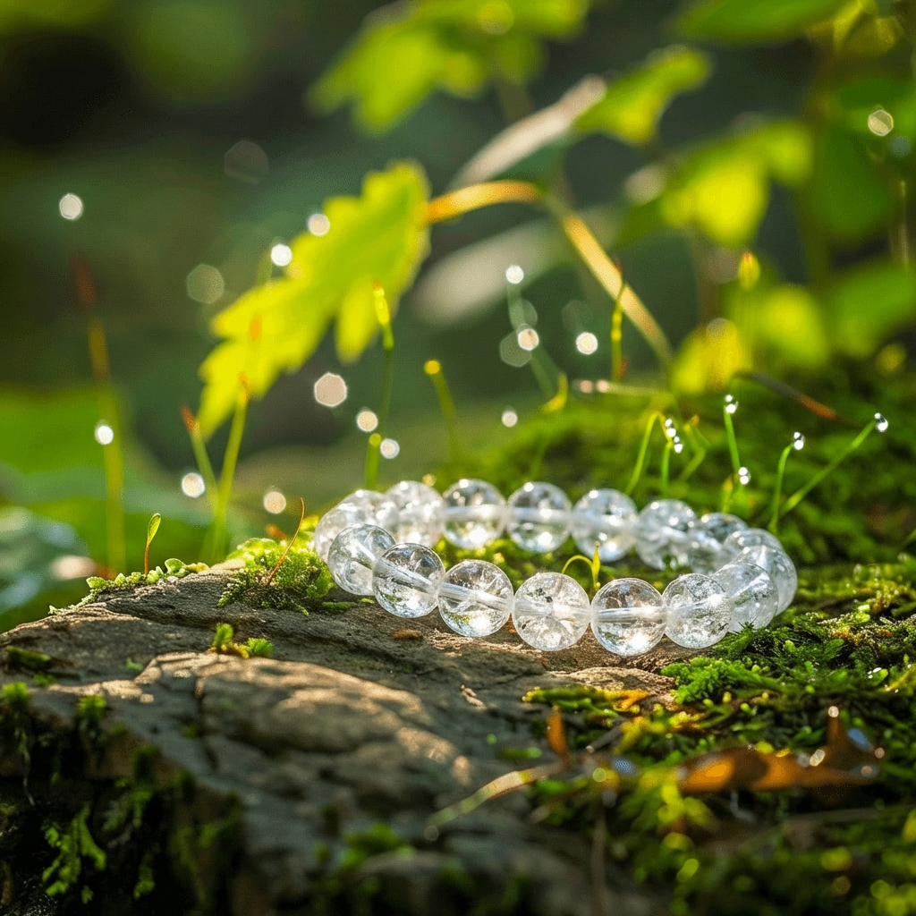 Natural Clear Quartz Energy Bracelet – White Crystal Beaded Healing Jewelry1