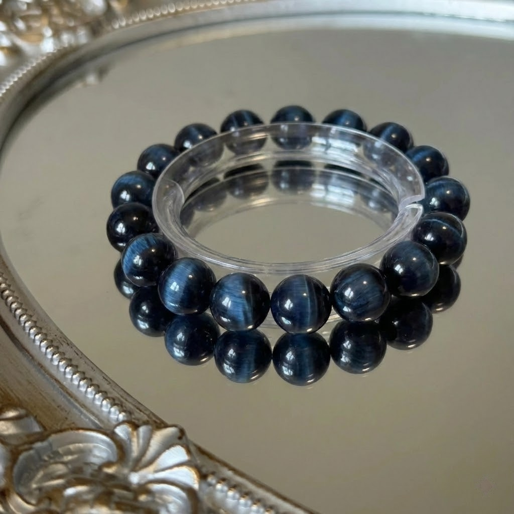 Natural Lightning Blue Tiger’s Eye Bracelet | Imperial Blue Tiger Eye Beads1