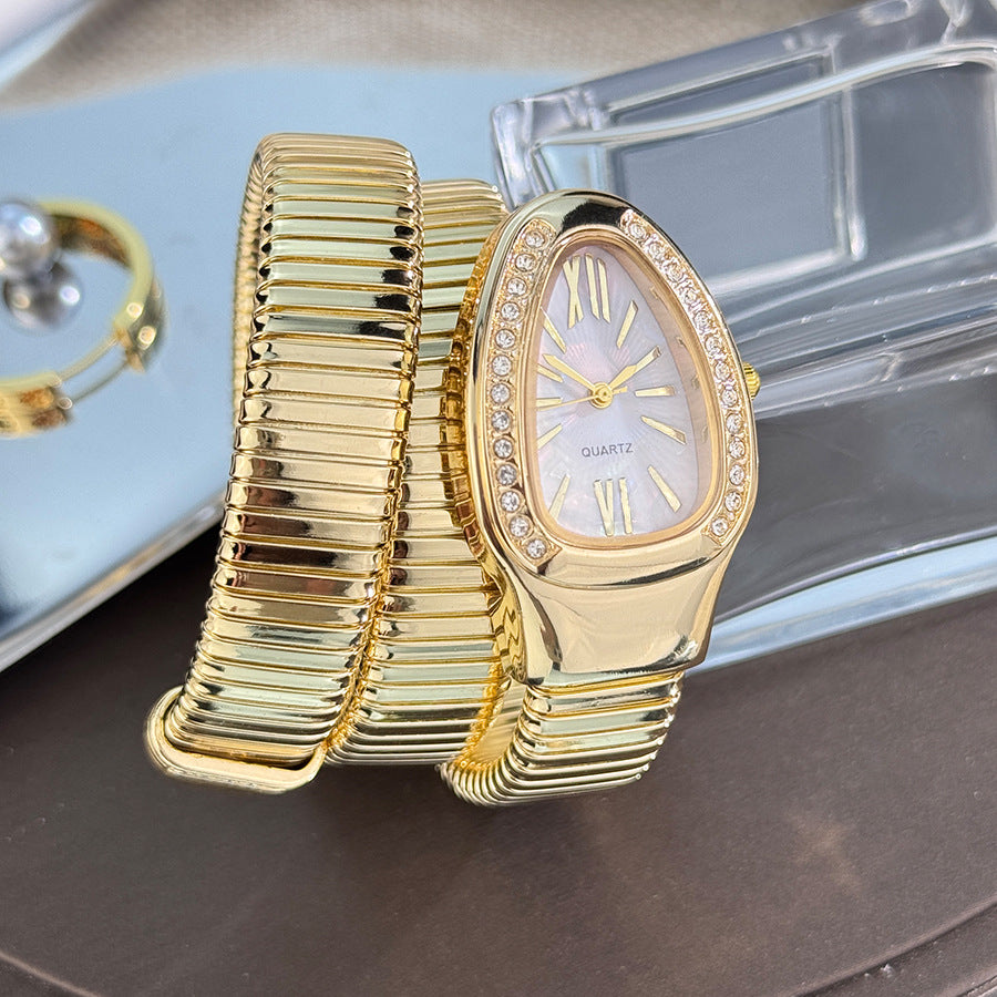 Snake Style Women’s Bangle Watch for Women – Fashion Jewelry Accessory, Trendy Quartz Bracelet Watch Gift, Ready Stock Ladies Watch USA Style aurimala