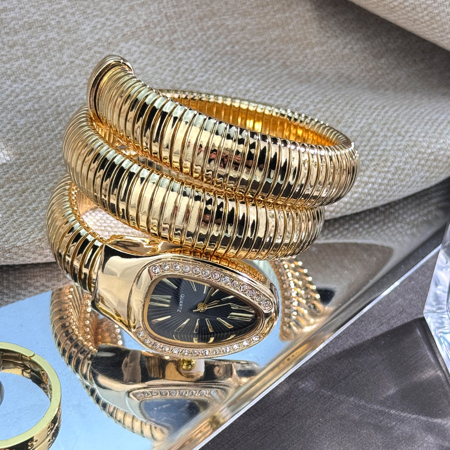 Snake Style Women’s Bangle Watch for Women – Fashion Jewelry Accessory, Trendy Quartz Bracelet Watch Gift, Ready Stock Ladies Watch USA Style aurimala