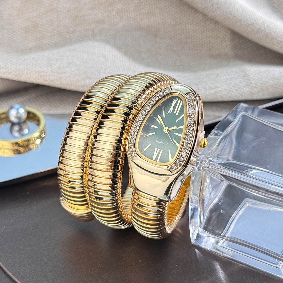 Snake Style Women’s Bangle Watch for Women – Fashion Jewelry Accessory, Trendy Quartz Bracelet Watch Gift, Ready Stock Ladies Watch USA Style aurimala