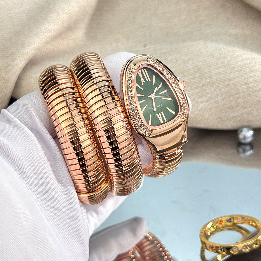 Snake Style Women’s Bangle Watch for Women – Fashion Jewelry Accessory, Trendy Quartz Bracelet Watch Gift, Ready Stock Ladies Watch USA Style aurimala