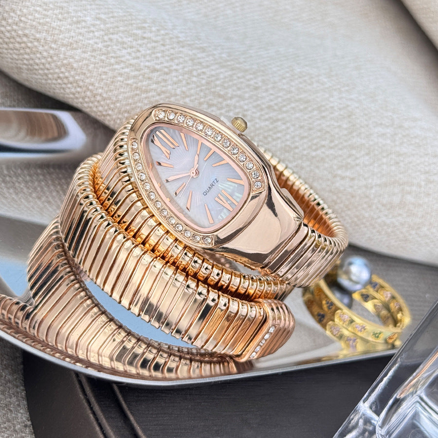 Snake Style Women’s Bangle Watch for Women – Fashion Jewelry Accessory, Trendy Quartz Bracelet Watch Gift, Ready Stock Ladies Watch USA Style aurimala