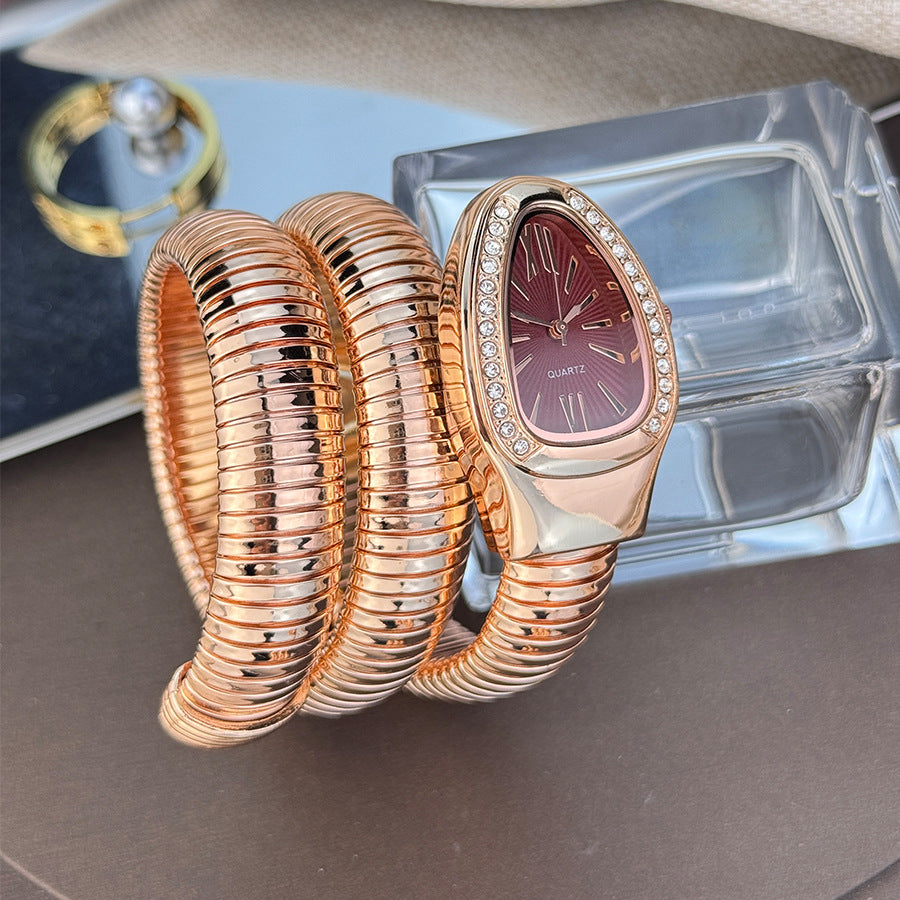 Snake Style Women’s Bangle Watch for Women – Fashion Jewelry Accessory, Trendy Quartz Bracelet Watch Gift, Ready Stock Ladies Watch USA Style aurimala