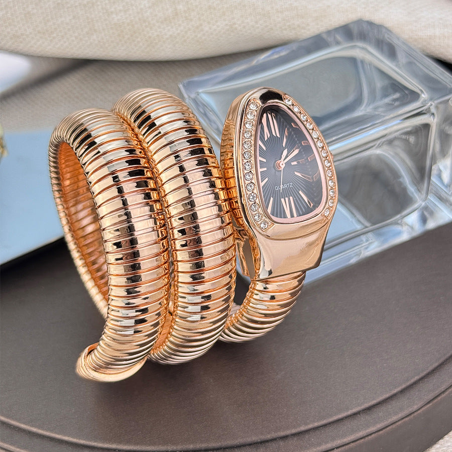 Snake Style Women’s Bangle Watch for Women – Fashion Jewelry Accessory, Trendy Quartz Bracelet Watch Gift, Ready Stock Ladies Watch USA Style aurimala