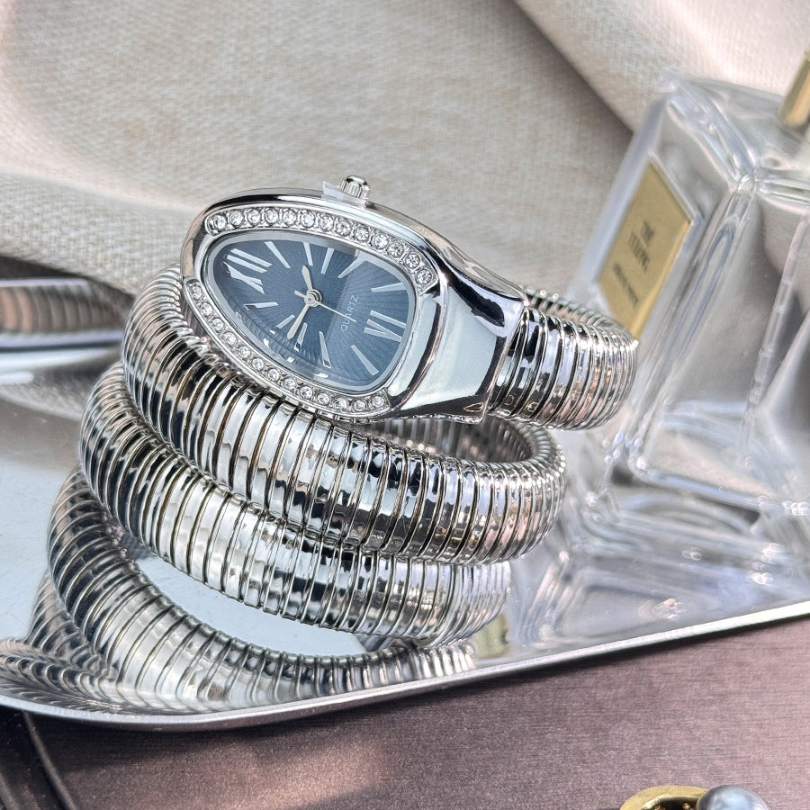 Snake Style Women’s Bangle Watch for Women – Fashion Jewelry Accessory, Trendy Quartz Bracelet Watch Gift, Ready Stock Ladies Watch USA Style aurimala