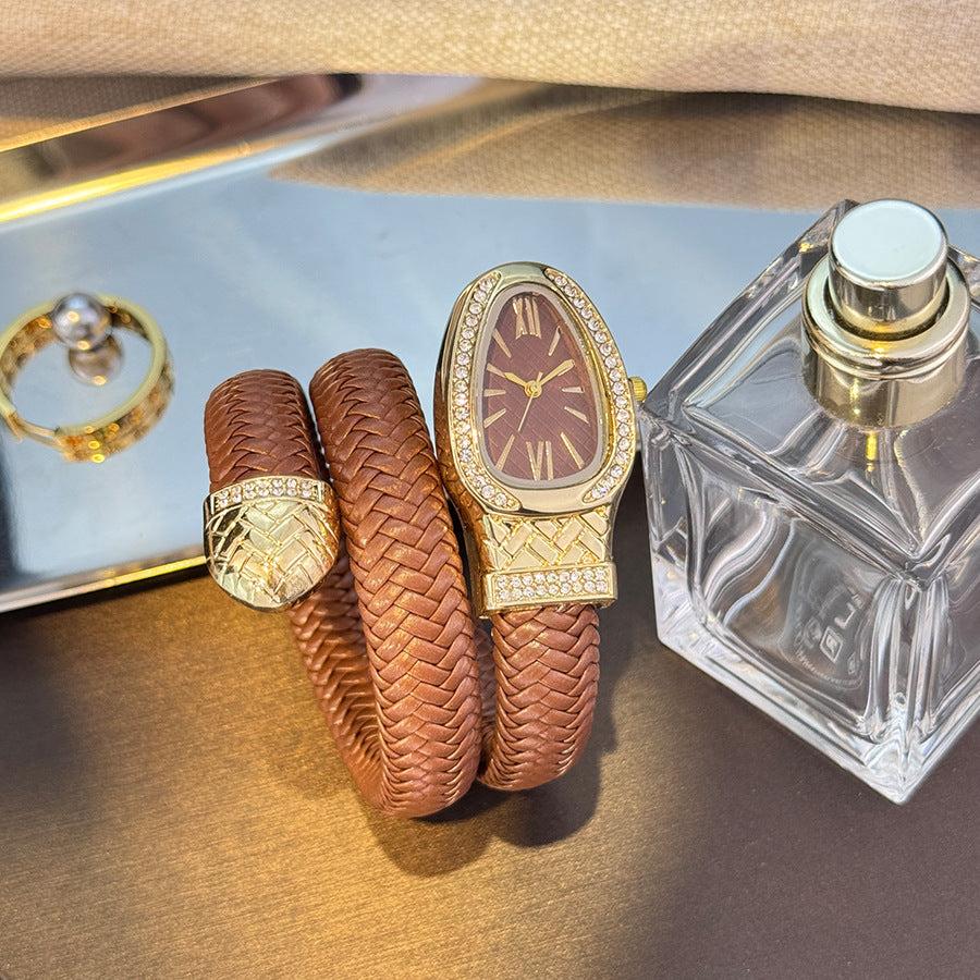 Snake Style Women’s Bangle Watch for Women – Fashion Jewelry Accessory, Trendy Quartz Bracelet Watch Gift, Ready Stock Ladies Watch USA Style aurimala