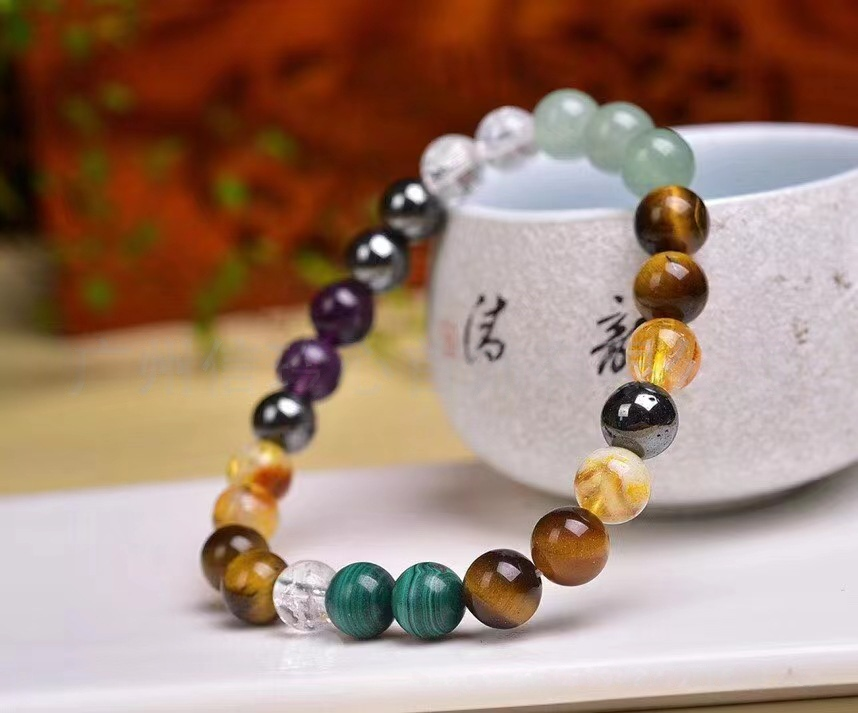 7 chakra healing crystal beaded bracelet